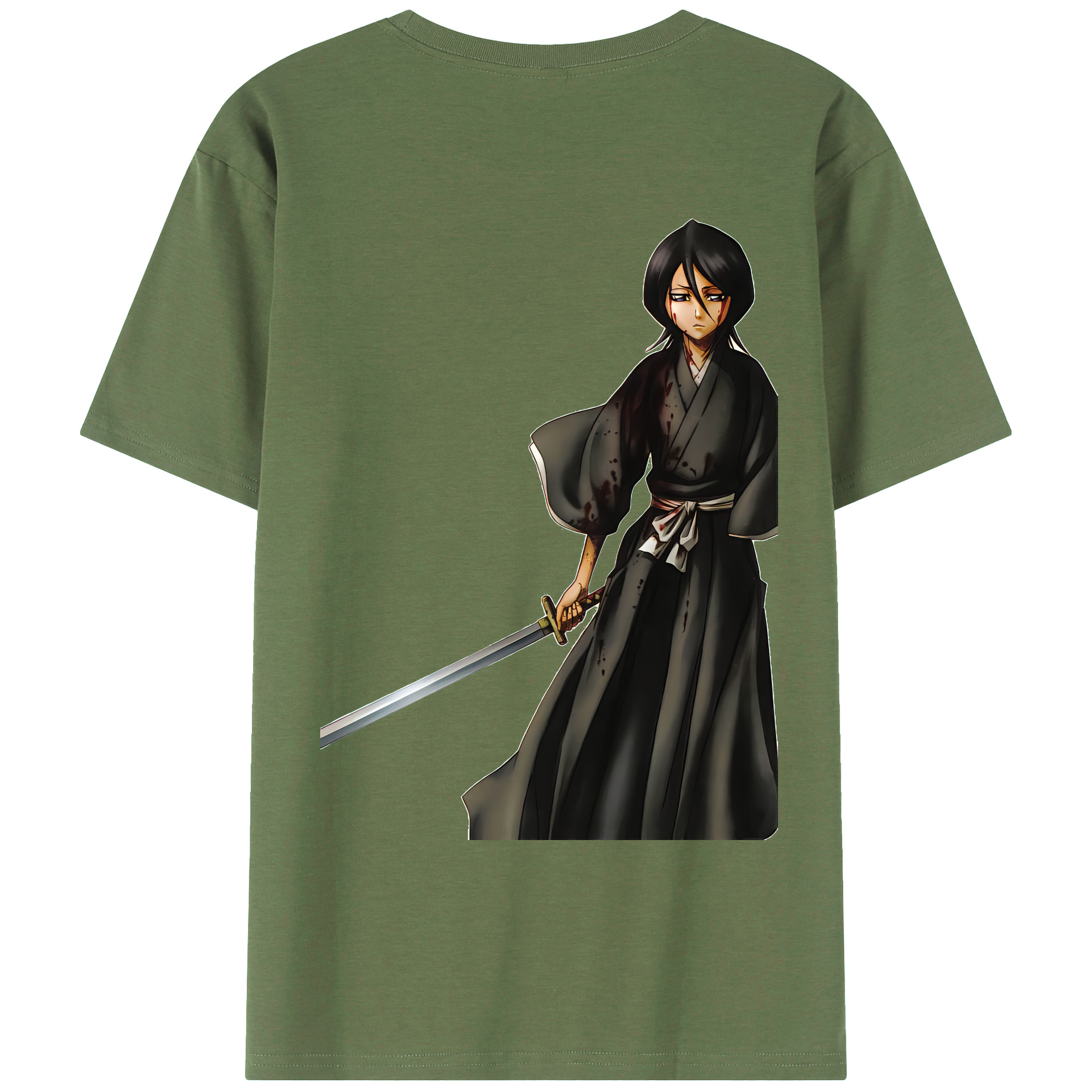 （画像用） ブリーチ 朽木ルキア BLEACH Kuchiki Rukia 綿100％ メンズ半袖Tシャツ（バックプリント） 通気性